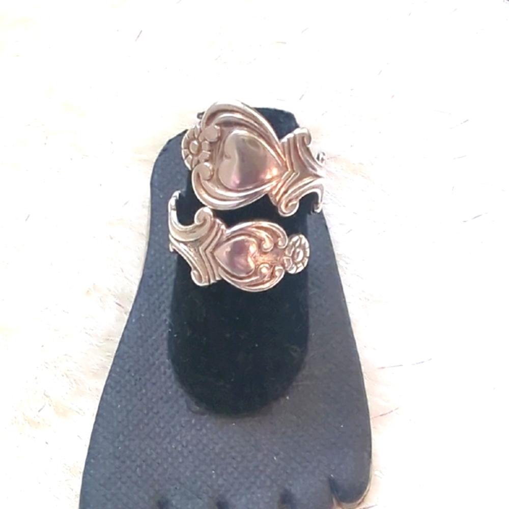 Vintage Marked,“STERLING”& "AVON"Spoon Ring" "Treasured Hearts Collection